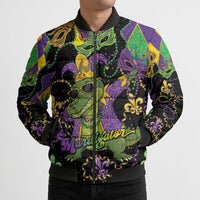 Mardi Gras Alligator Bomber Puffer Jacket Mardigator On Tuesdays We Wear Beads - Wonder Print Shop