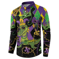 Mardi Gras Alligator Button Sweatshirt Mardigator On Tuesdays We Wear Beads - Wonder Print Shop