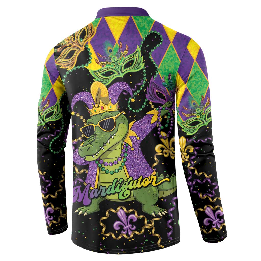 Mardi Gras Alligator Button Sweatshirt Mardigator On Tuesdays We Wear Beads - Wonder Print Shop