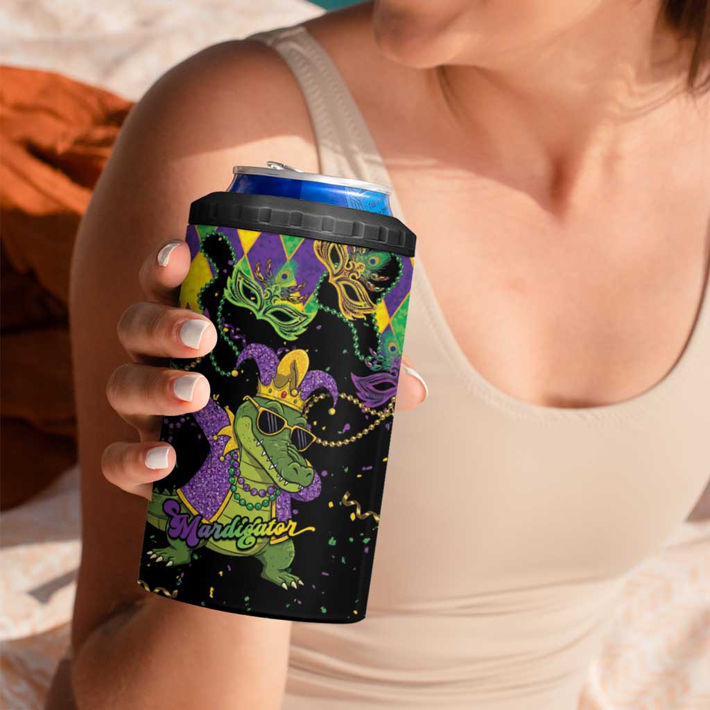 Mardi Gras Alligator 4 in 1 Can Cooler Tumbler Mardigator On Tuesdays We Wear Beads - Wonder Print Shop