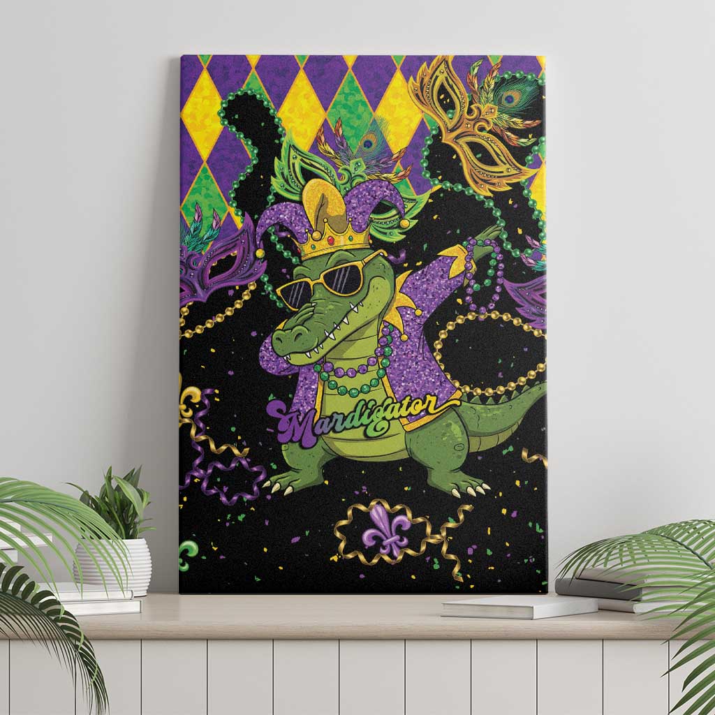 Mardi Gras Alligator Canvas Wall Art Mardigator On Tuesdays We Wear Beads - Wonder Print Shop