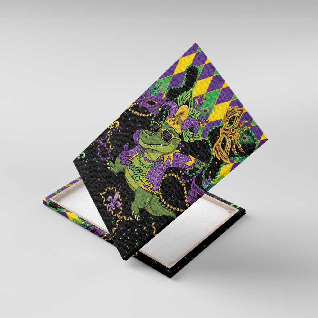 Mardi Gras Alligator Canvas Wall Art Mardigator On Tuesdays We Wear Beads - Wonder Print Shop