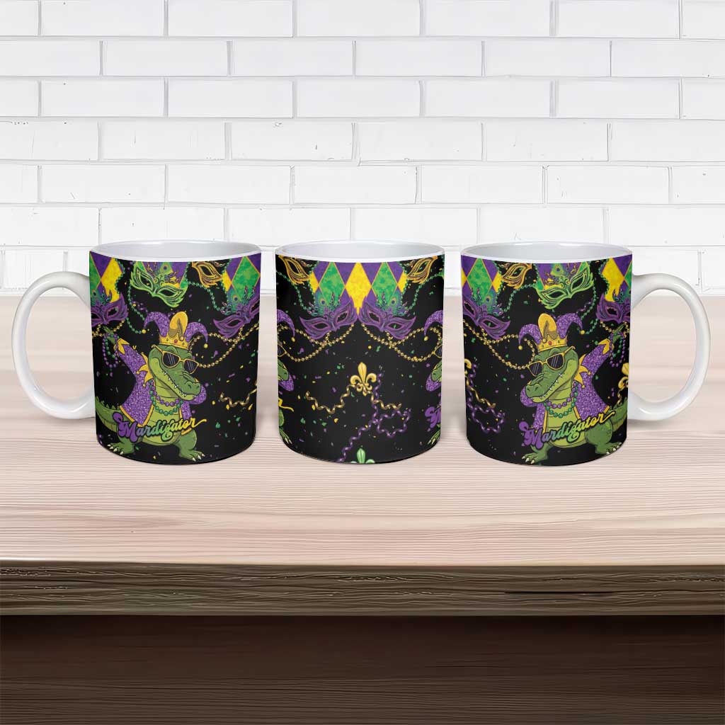 Mardi Gras Alligator Ceramic Mug Mardigator On Tuesdays We Wear Beads - Wonder Print Shop