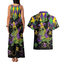 Mardi Gras Alligator Couples Matching Tank Maxi Dress and Hawaiian Shirt Mardigator On Tuesdays We Wear Beads - Wonder Print Shop