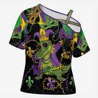 Mardi Gras Alligator Cross Shoulder Shirt Mardigator On Tuesdays We Wear Beads - Wonder Print Shop