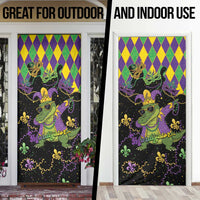 Mardi Gras Alligator Door Cover Mardigator On Tuesdays We Wear Beads - Wonder Print Shop