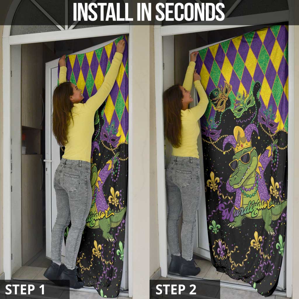 Mardi Gras Alligator Door Cover Mardigator On Tuesdays We Wear Beads - Wonder Print Shop