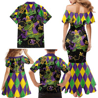Mardi Gras Alligator Family Matching Mermaid Dress and Hawaiian Shirt Mardigator On Tuesdays We Wear Beads - Wonder Print Shop