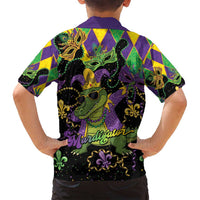 Mardi Gras Alligator Family Matching Off Shoulder Maxi Dress and Hawaiian Shirt Mardigator On Tuesdays We Wear Beads - Wonder Print Shop