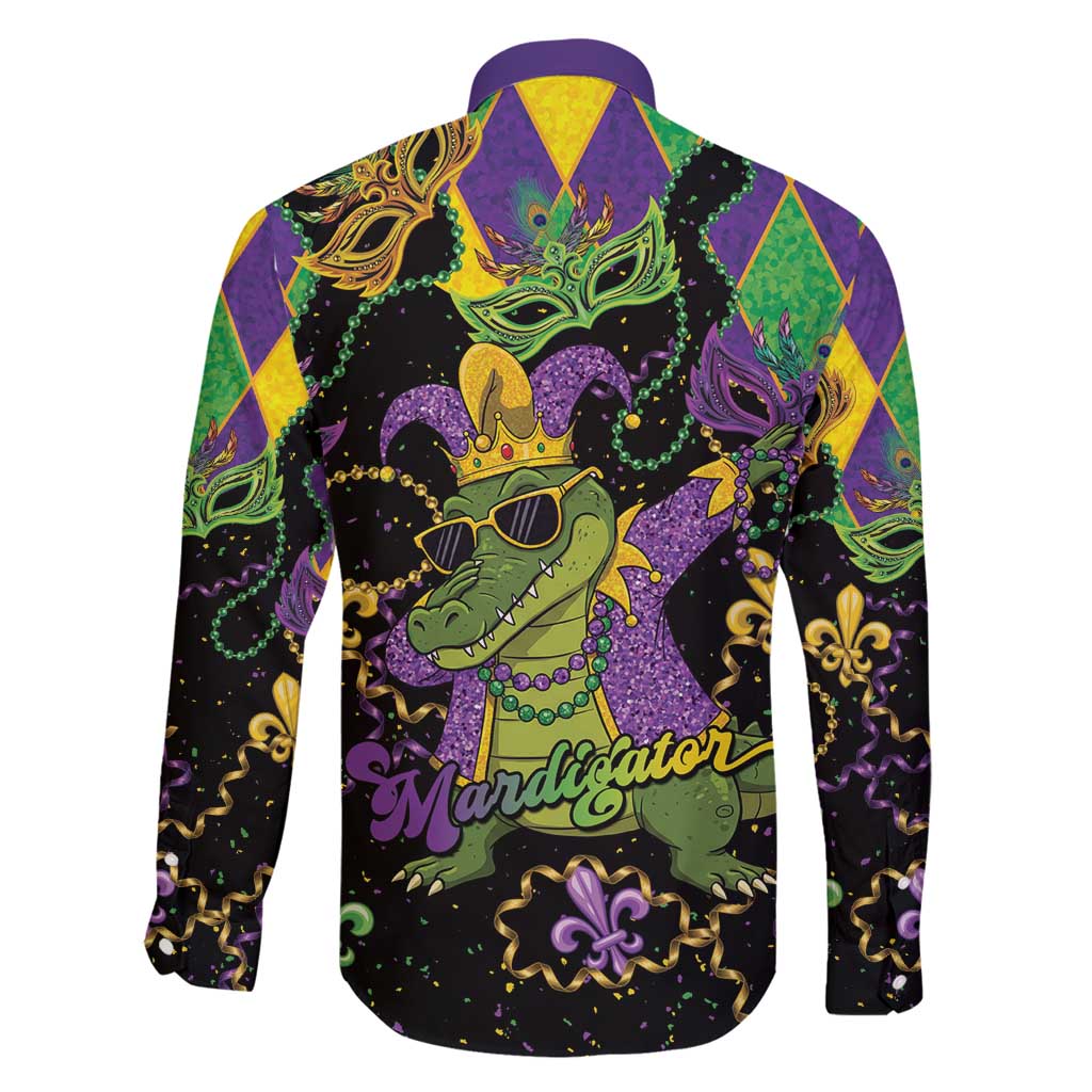 Mardi Gras Alligator Family Matching Off Shoulder Maxi Dress and Hawaiian Shirt Mardigator On Tuesdays We Wear Beads - Wonder Print Shop