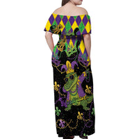 Mardi Gras Alligator Family Matching Off Shoulder Maxi Dress and Hawaiian Shirt Mardigator On Tuesdays We Wear Beads - Wonder Print Shop