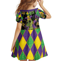 Mardi Gras Alligator Family Matching Off Shoulder Short Dress and Hawaiian Shirt Mardigator On Tuesdays We Wear Beads - Wonder Print Shop