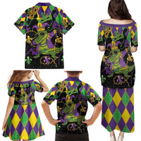 Mardi Gras Alligator Family Matching Puletasi and Hawaiian Shirt Mardigator On Tuesdays We Wear Beads - Wonder Print Shop