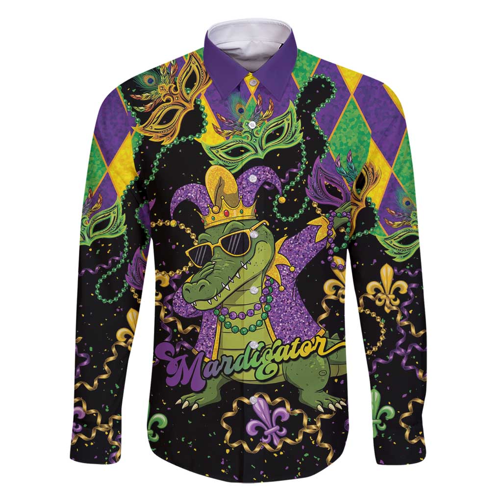 Mardi Gras Alligator Family Matching Puletasi and Hawaiian Shirt Mardigator On Tuesdays We Wear Beads - Wonder Print Shop