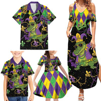 Mardi Gras Alligator Family Matching Summer Maxi Dress and Hawaiian Shirt Mardigator On Tuesdays We Wear Beads - Wonder Print Shop