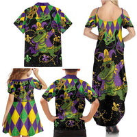 Mardi Gras Alligator Family Matching Summer Maxi Dress and Hawaiian Shirt Mardigator On Tuesdays We Wear Beads - Wonder Print Shop