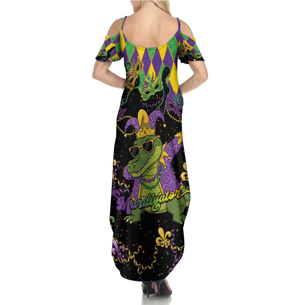 Mardi Gras Alligator Family Matching Summer Maxi Dress and Hawaiian Shirt Mardigator On Tuesdays We Wear Beads - Wonder Print Shop