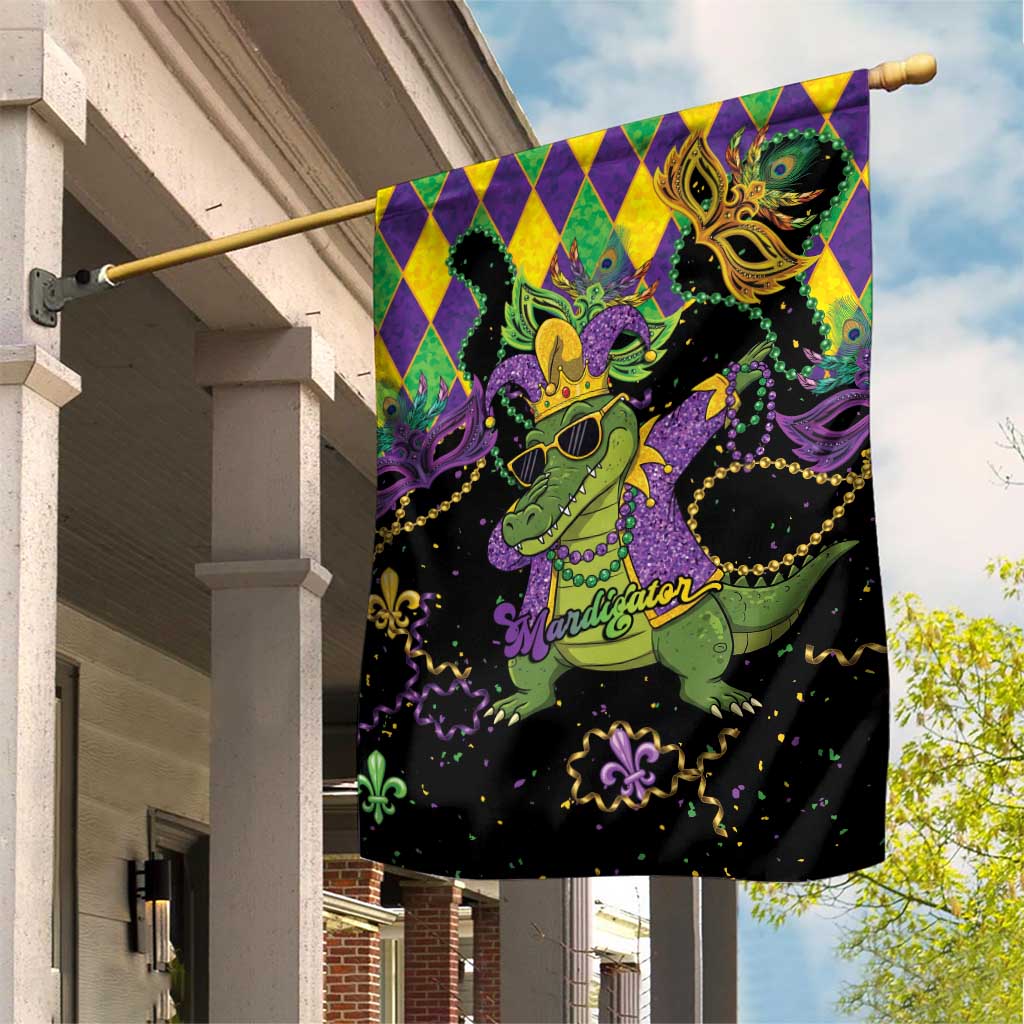 Mardi Gras Alligator Garden Flag Mardigator On Tuesdays We Wear Beads - Wonder Print Shop