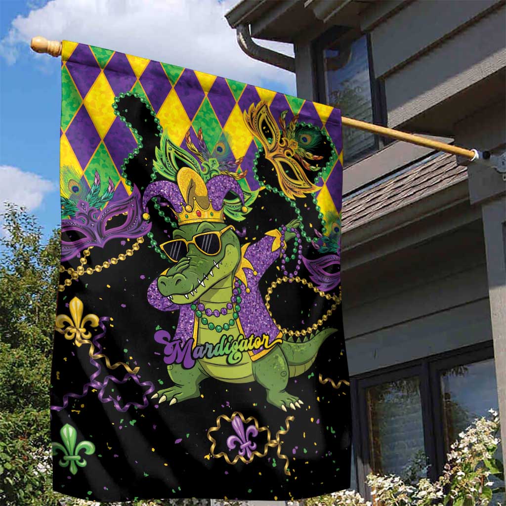 Mardi Gras Alligator Garden Flag Mardigator On Tuesdays We Wear Beads - Wonder Print Shop