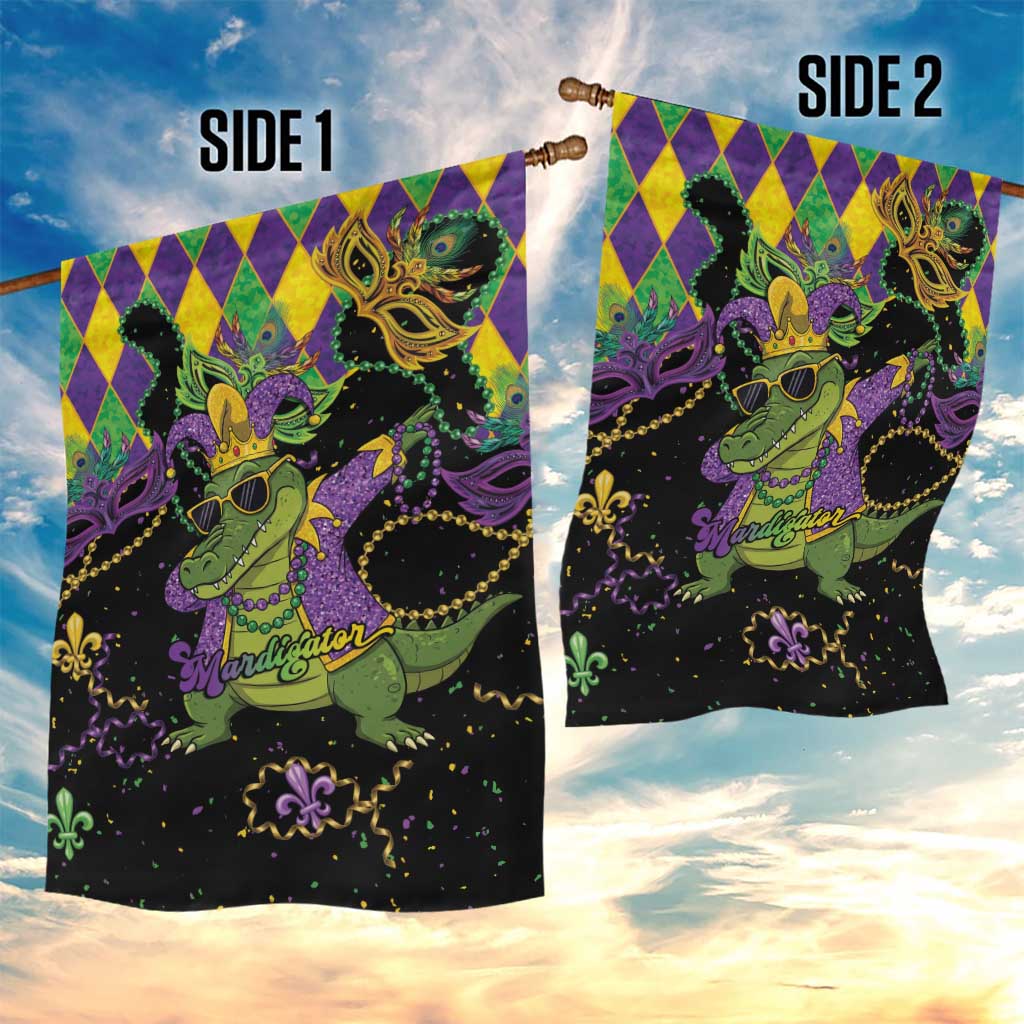 Mardi Gras Alligator Garden Flag Mardigator On Tuesdays We Wear Beads - Wonder Print Shop