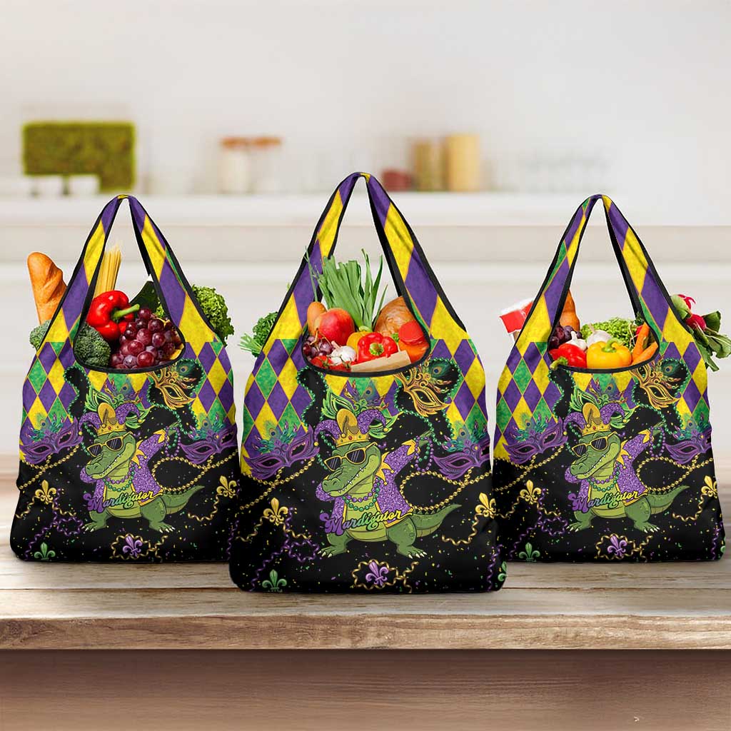 Mardi Gras Alligator Grocery Bag Mardigator On Tuesdays We Wear Beads - Wonder Print Shop