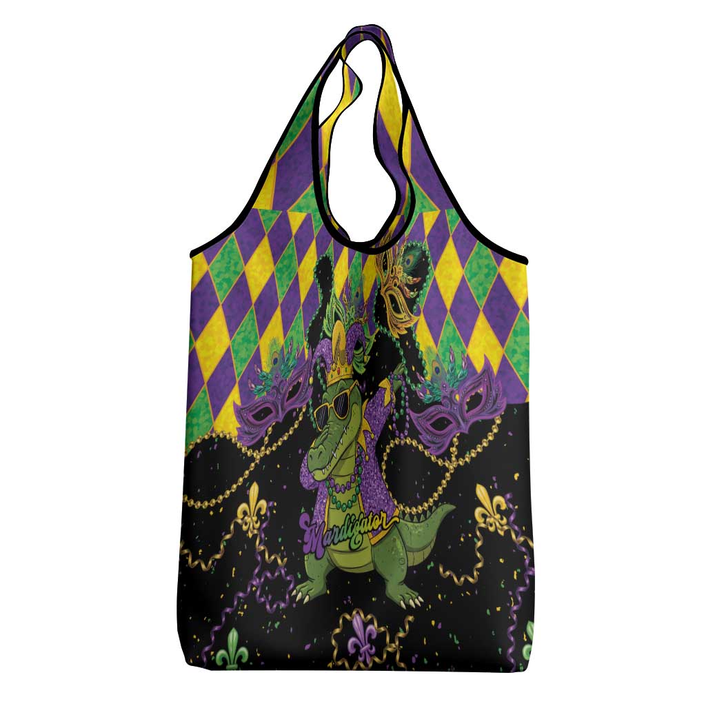 Mardi Gras Alligator Grocery Bag Mardigator On Tuesdays We Wear Beads - Wonder Print Shop