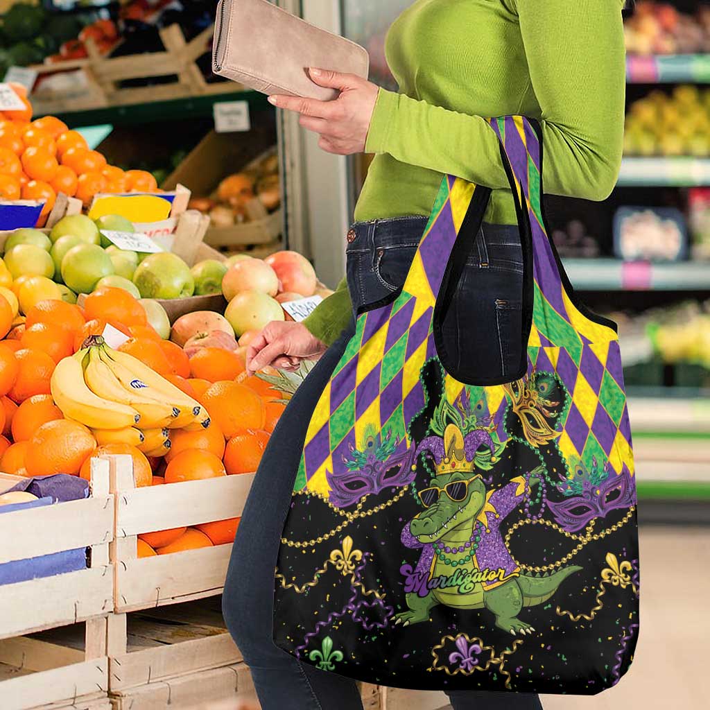 Mardi Gras Alligator Grocery Bag Mardigator On Tuesdays We Wear Beads - Wonder Print Shop