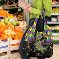 Mardi Gras Alligator Grocery Bag Mardigator On Tuesdays We Wear Beads - Wonder Print Shop