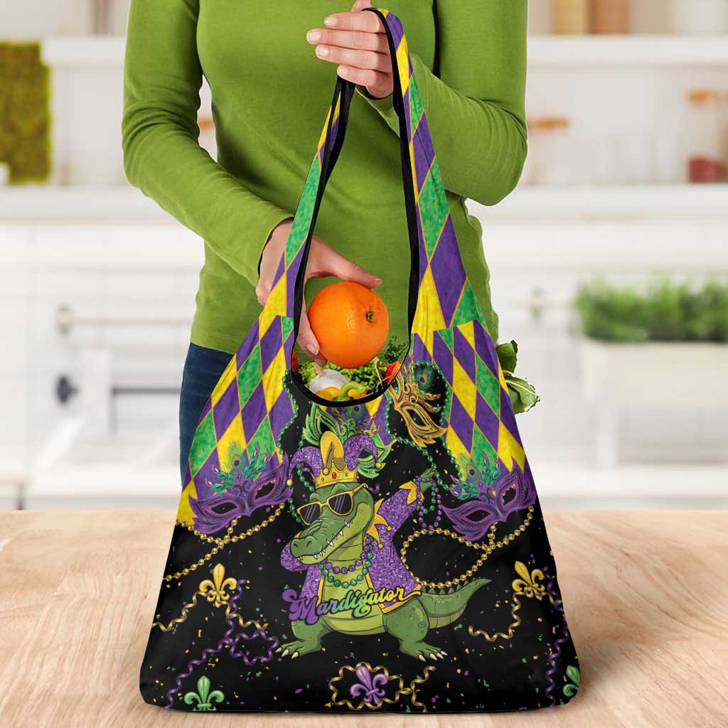 Mardi Gras Alligator Grocery Bag Mardigator On Tuesdays We Wear Beads - Wonder Print Shop