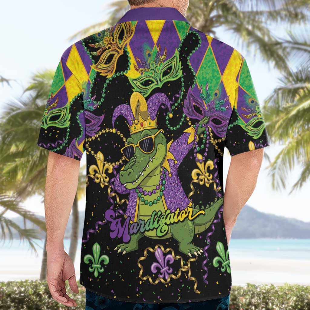 Mardi Gras Alligator Hawaiian Shirt Mardigator On Tuesdays We Wear Beads - Wonder Print Shop