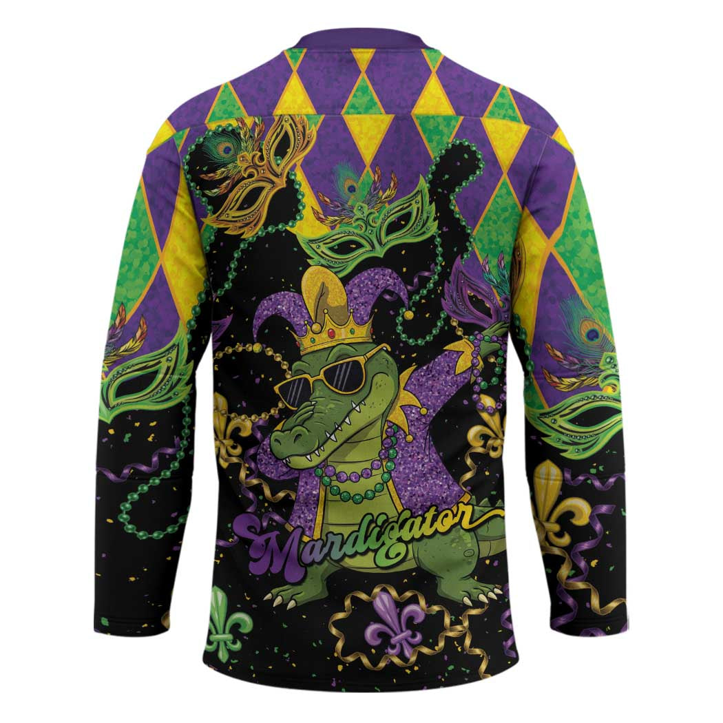 Mardi Gras Alligator Hockey Jersey Mardigator On Tuesdays We Wear Beads - Wonder Print Shop