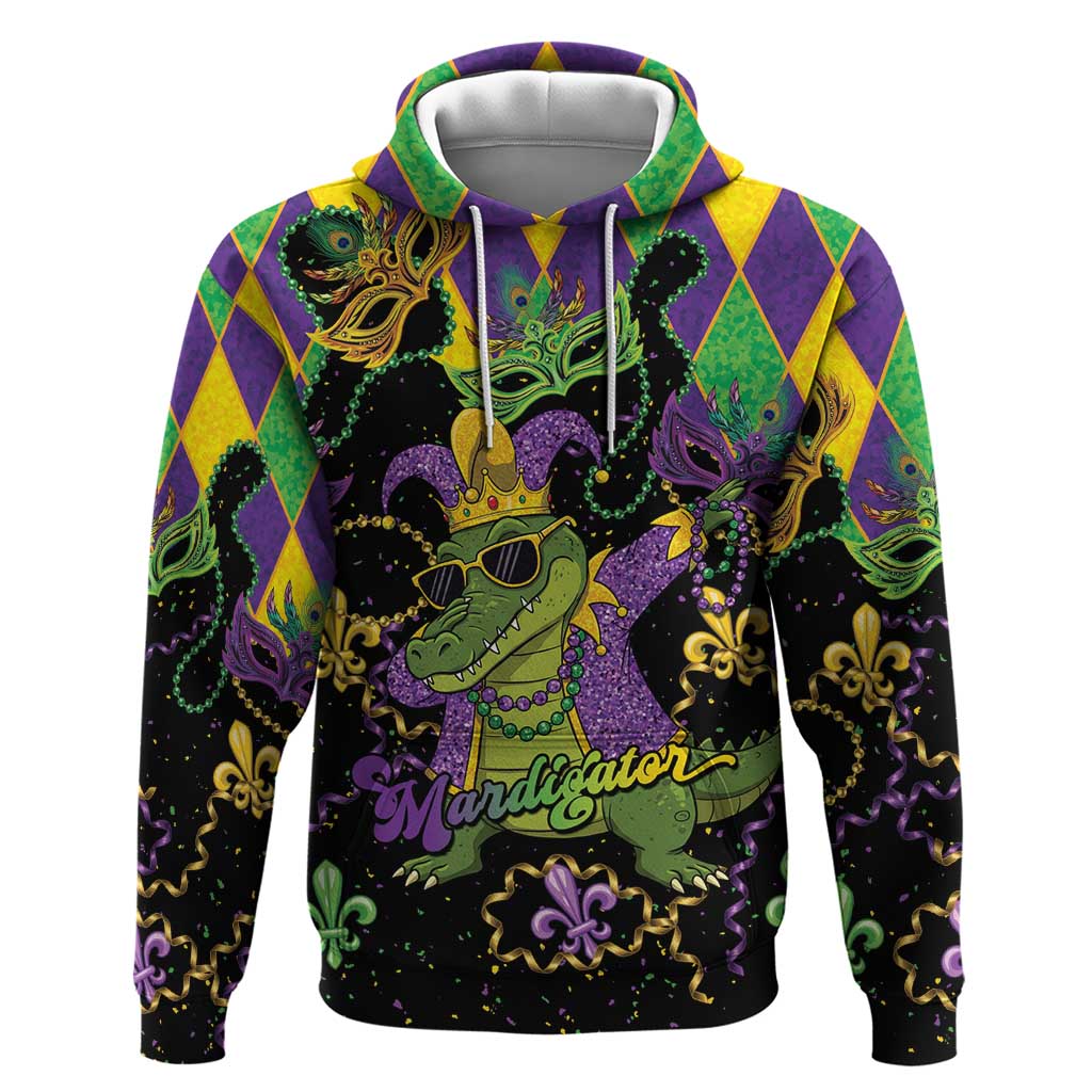 Mardi Gras Alligator Hoodie Mardigator On Tuesdays We Wear Beads - Wonder Print Shop
