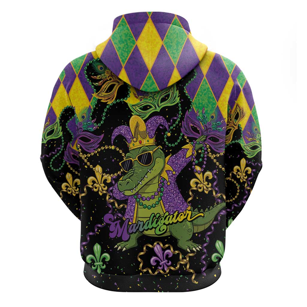 Mardi Gras Alligator Hoodie Mardigator On Tuesdays We Wear Beads - Wonder Print Shop