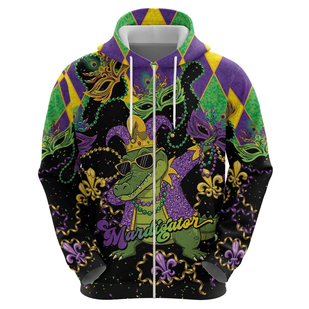 Mardi Gras Alligator Hoodie Mardigator On Tuesdays We Wear Beads - Wonder Print Shop