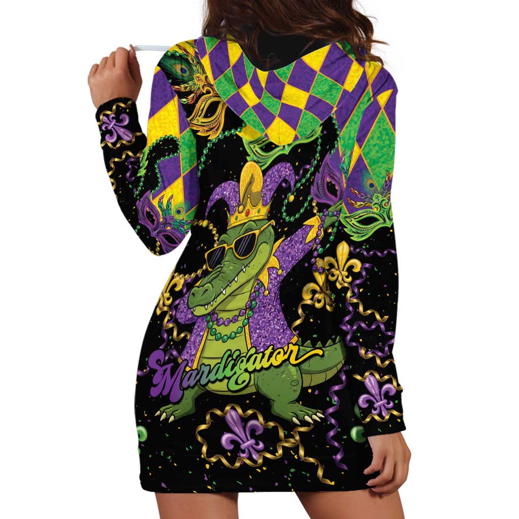Mardi Gras Alligator Hoodie Dress Mardigator On Tuesdays We Wear Beads - Wonder Print Shop