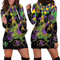 Mardi Gras Alligator Hoodie Dress Mardigator On Tuesdays We Wear Beads - Wonder Print Shop