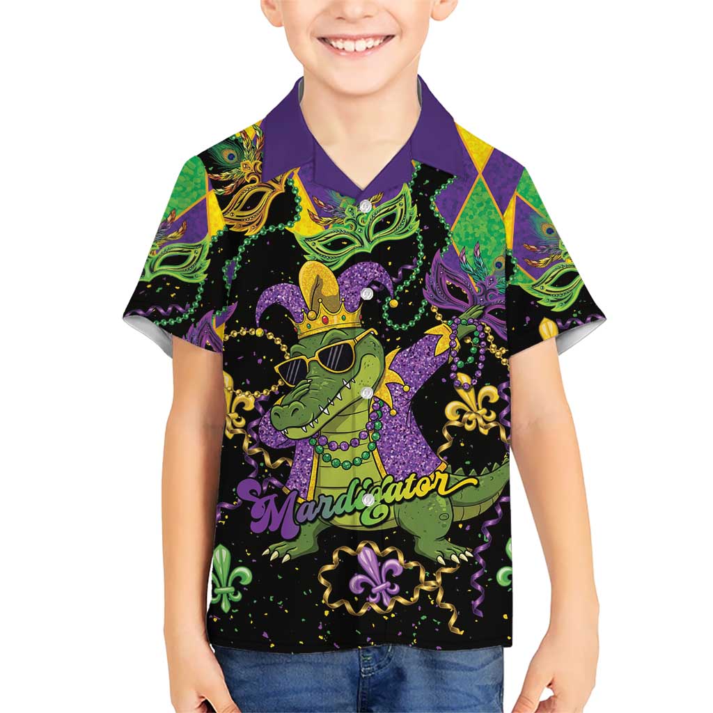 Mardi Gras Alligator Kid Hawaiian Shirt Mardigator On Tuesdays We Wear Beads - Wonder Print Shop