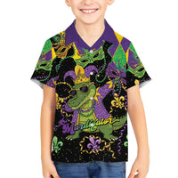 Mardi Gras Alligator Kid Hawaiian Shirt Mardigator On Tuesdays We Wear Beads - Wonder Print Shop