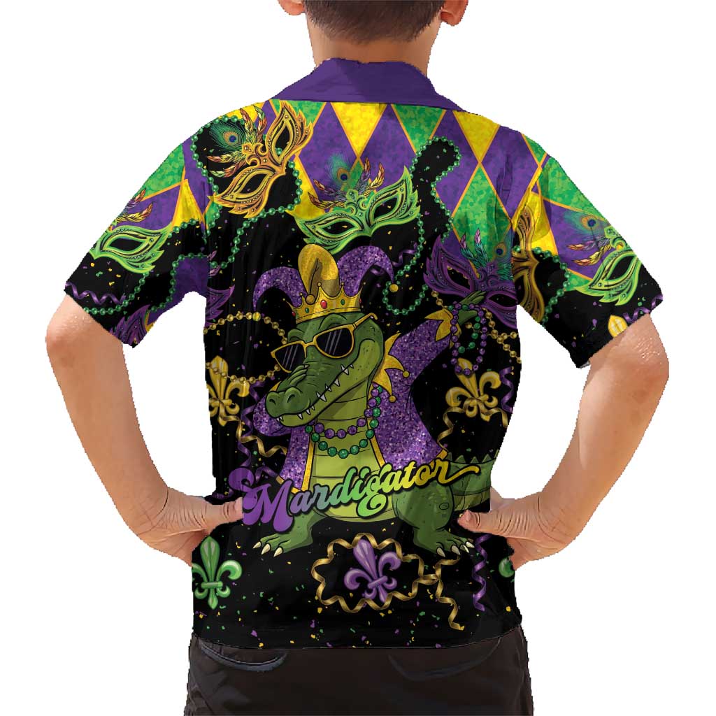 Mardi Gras Alligator Kid Hawaiian Shirt Mardigator On Tuesdays We Wear Beads - Wonder Print Shop