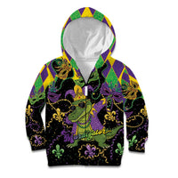 Mardi Gras Alligator Kid Hoodie Mardigator On Tuesdays We Wear Beads - Wonder Print Shop