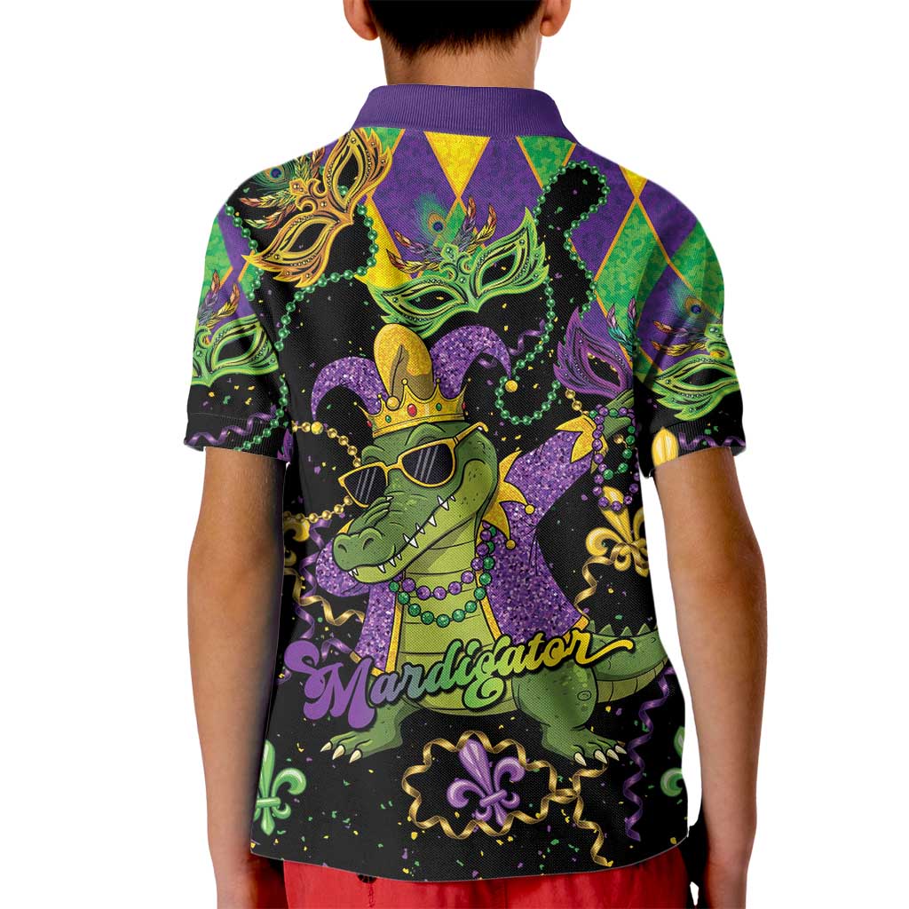 Mardi Gras Alligator Kid Polo Shirt Mardigator On Tuesdays We Wear Beads - Wonder Print Shop