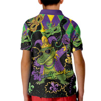 Mardi Gras Alligator Kid Polo Shirt Mardigator On Tuesdays We Wear Beads - Wonder Print Shop