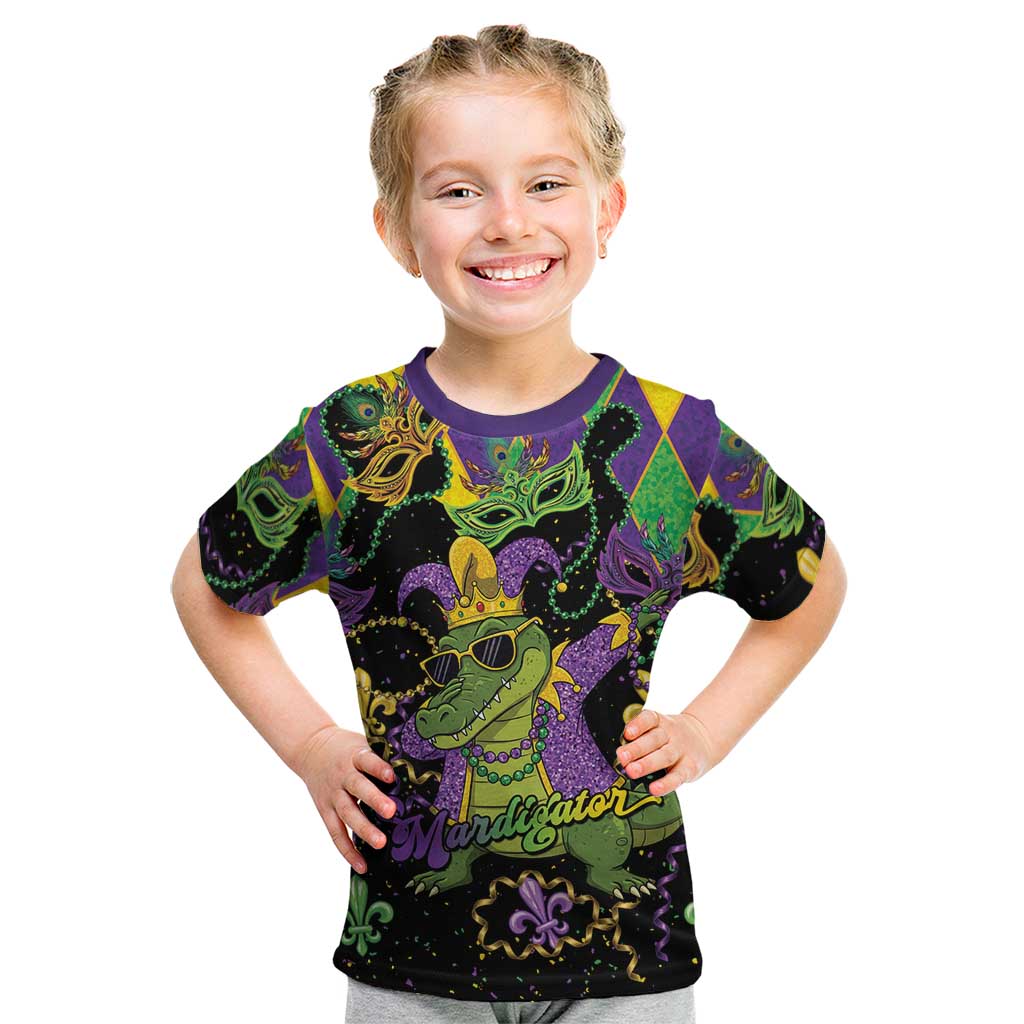 Mardi Gras Alligator Kid T Shirt Mardigator On Tuesdays We Wear Beads - Wonder Print Shop