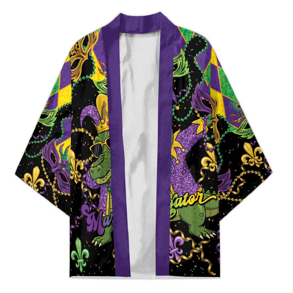 Mardi Gras Alligator Kimono Mardigator On Tuesdays We Wear Beads - Wonder Print Shop