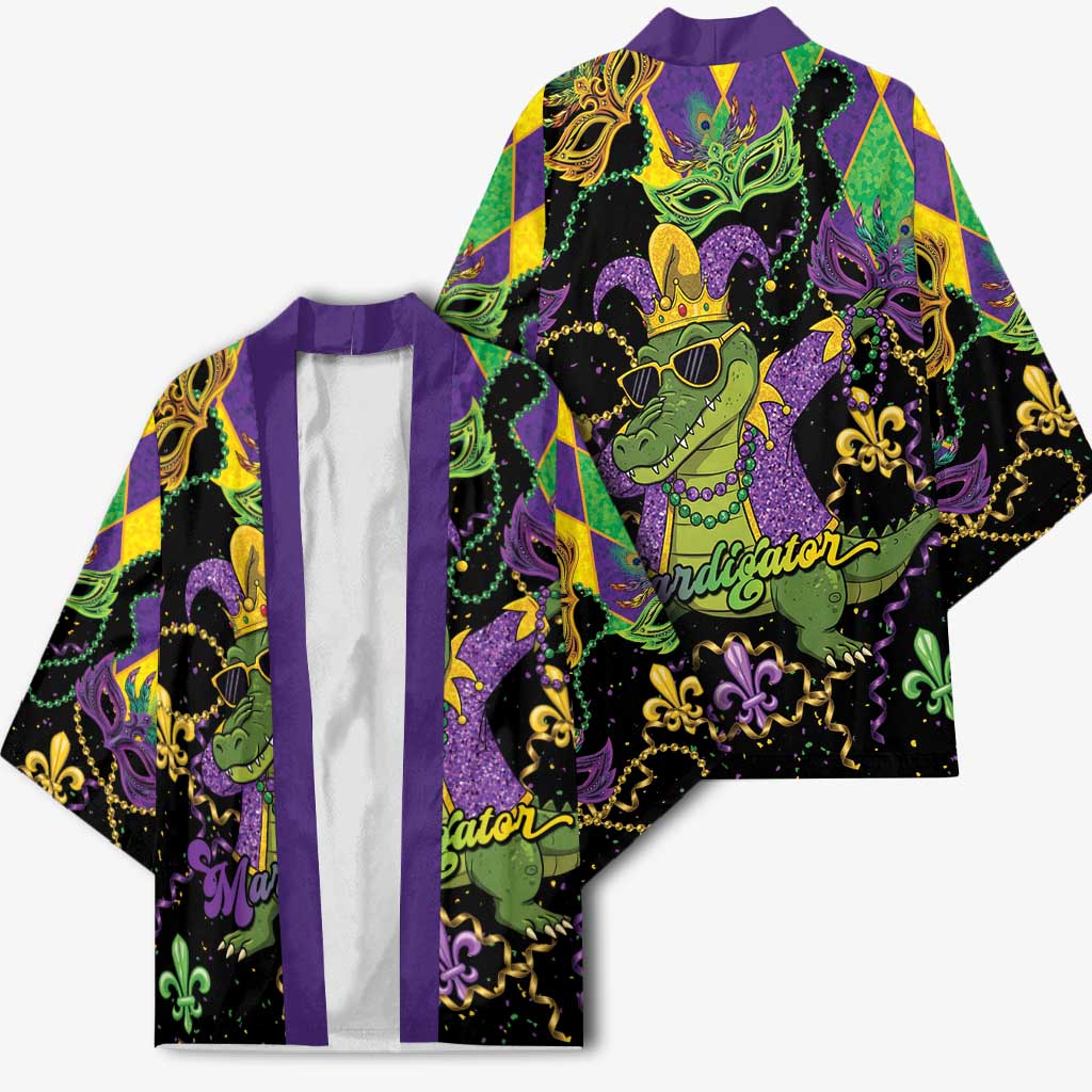 Mardi Gras Alligator Kimono Mardigator On Tuesdays We Wear Beads - Wonder Print Shop