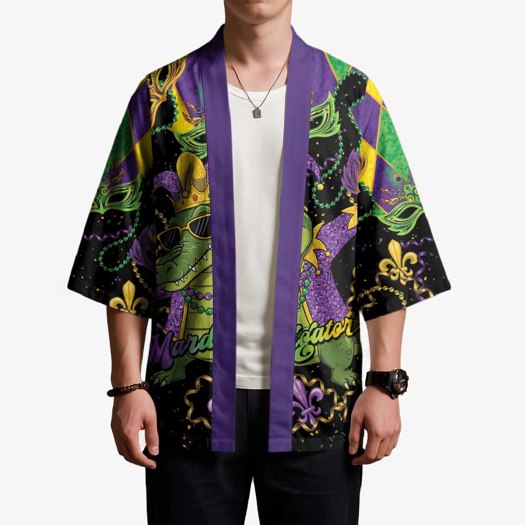 Mardi Gras Alligator Kimono Mardigator On Tuesdays We Wear Beads - Wonder Print Shop