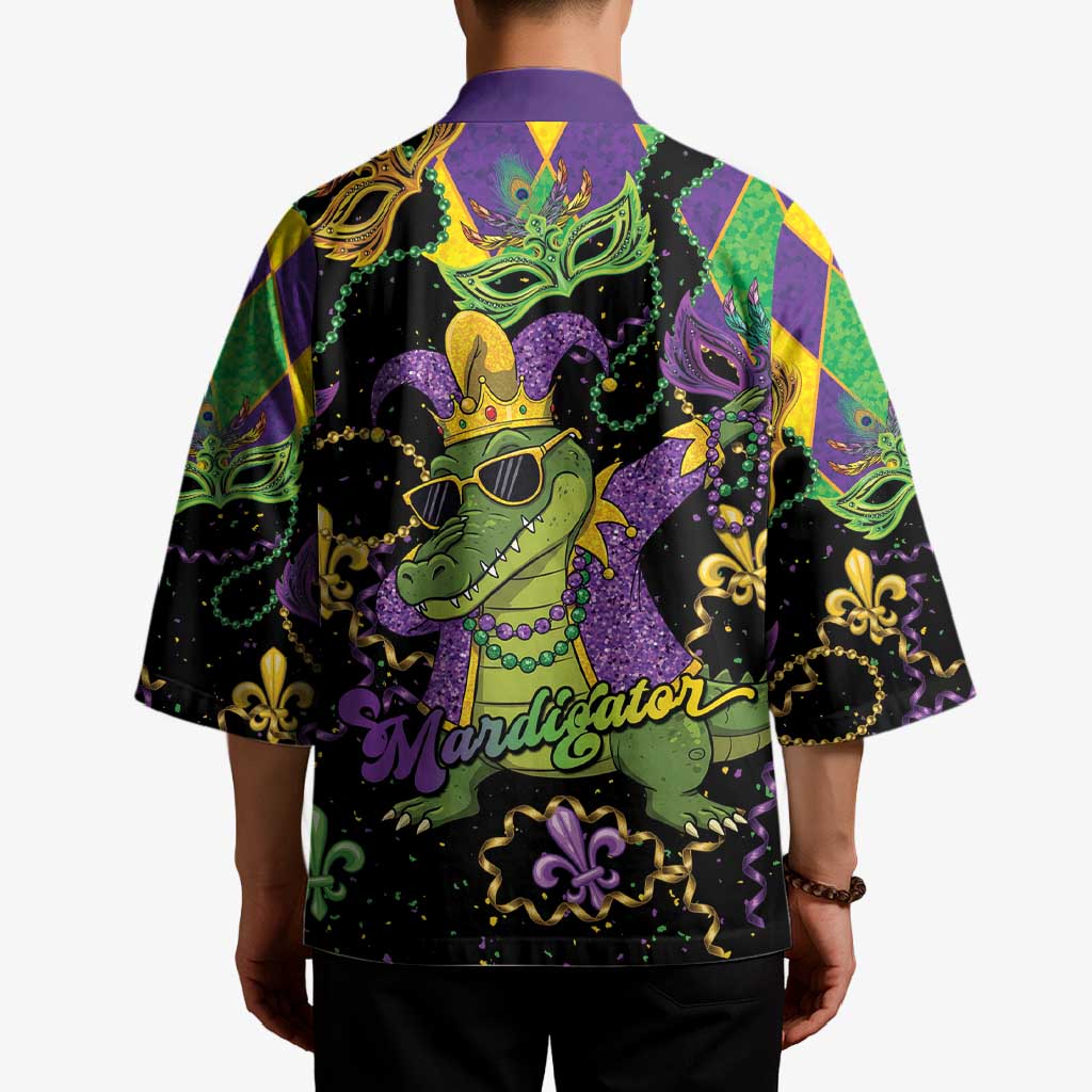 Mardi Gras Alligator Kimono Mardigator On Tuesdays We Wear Beads - Wonder Print Shop