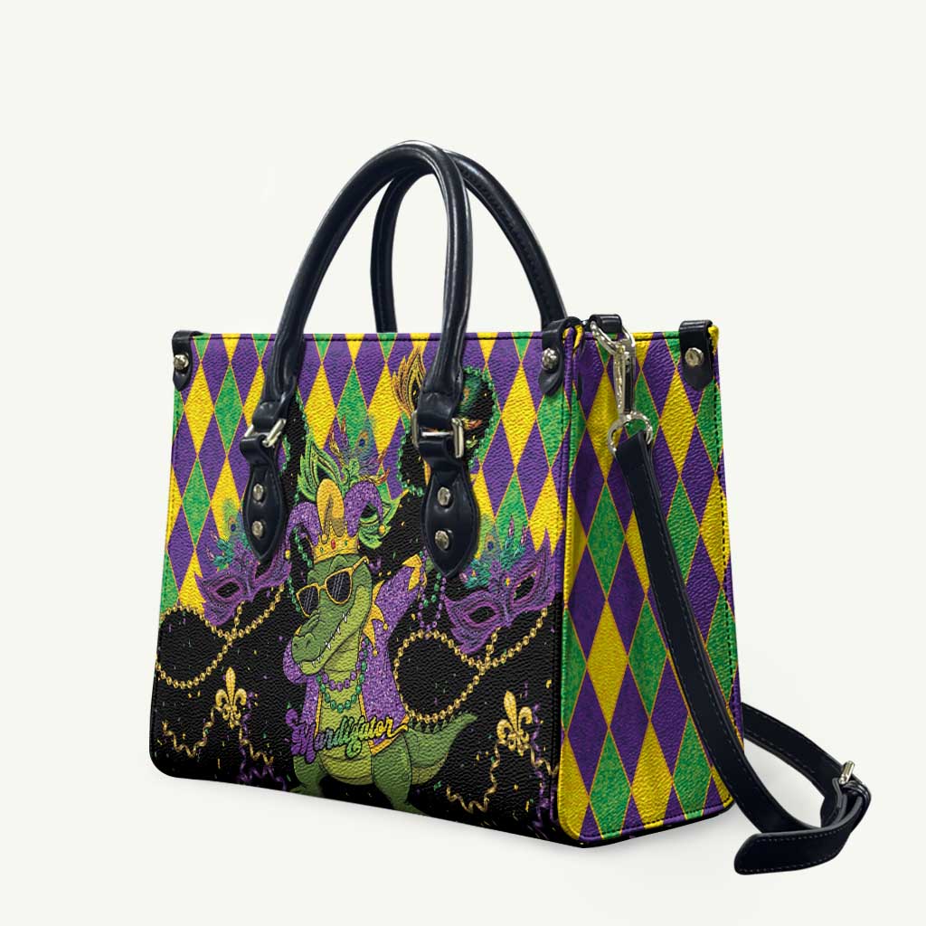 Mardi Gras Alligator Leather Bag Mardigator On Tuesdays We Wear Beads - Wonder Print Shop