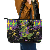 Mardi Gras Alligator Leather Tote Bag Mardigator On Tuesdays We Wear Beads - Wonder Print Shop
