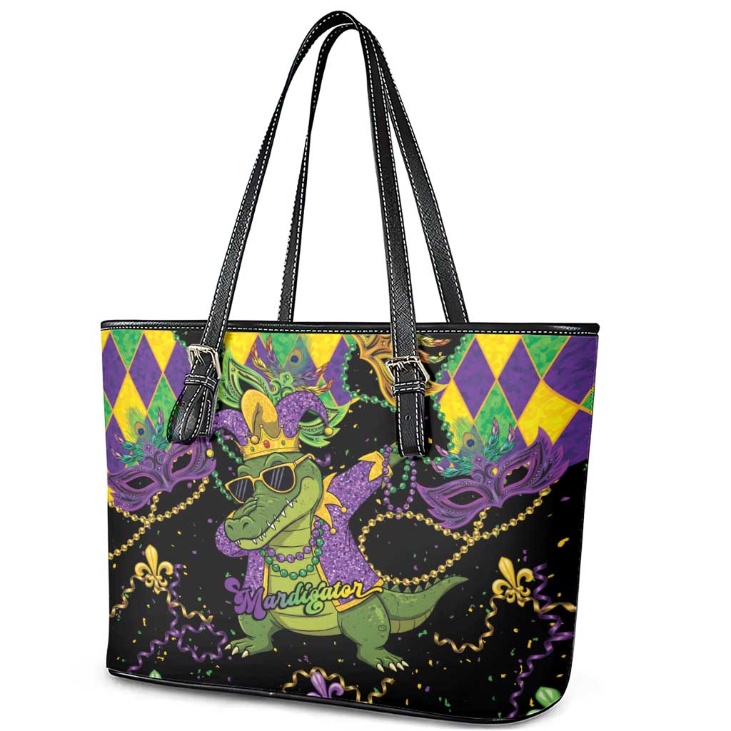 Mardi Gras Alligator Leather Tote Bag Mardigator On Tuesdays We Wear Beads - Wonder Print Shop